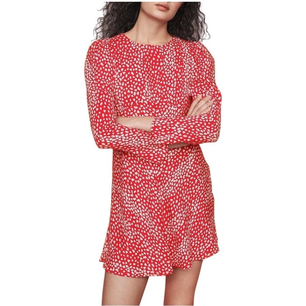 MAJE Romie Red‎ White Leopard Mini Dress 36 Small Cupro